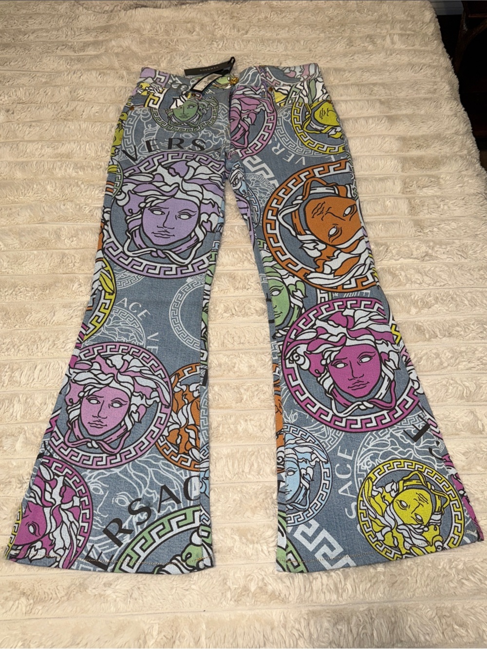 Versace Multicolor Medusa Print Women's Jeans